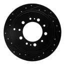 R1 07-22 Lexus LX570 Rear Drilled & Slotted Black Brake Rotor Set
