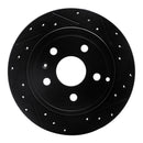 R1 10-17 Chevrolet Equinox Rear Right Drilled & Slotted Black Brake Rotor