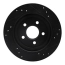 R1 00-06 Ford Thunderbird Rear Left Drilled & Slotted Black Brake Rotor