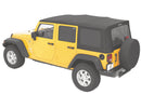 Bestop 10-18 Jeep Wrangler JK 4-Door Rep A-Top (Blk Diamond Sailcloth Tinted Windows No Door Skins)