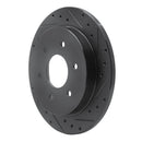 R1 04-15 Infiniti QX56 Rear Right Drilled & Slotted Black Brake Rotor
