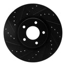 R1 07-13 Mazda 3 Front Left Drilled & Slotted Black Brake Rotor
