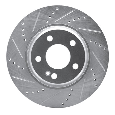 R1 15-23 Mercedes-Benz C300 Sedan Rear Left Drilled & Slotted Silver Brake Rotor