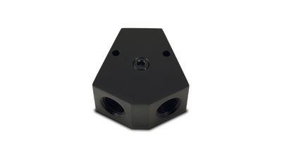 Vibrant Billet Aluminum Y-Block Fitting with 1/8in NPT Port - 1/2in NPT x 1/2in NPT x 1/2in NPT