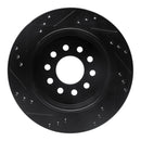 R1 03-11 Lincoln Town Car Rear Right Drilled & Slotted Black Brake Rotor