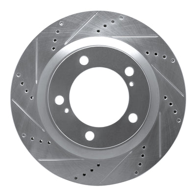 R1 17-21 Toyota Land Cruiser Front Left Drilled & Slotted Silver Brake Rotor