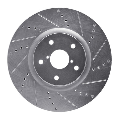 R1 05-20 Subaru WRX Front Right Drilled & Slotted Silver Brake Rotor