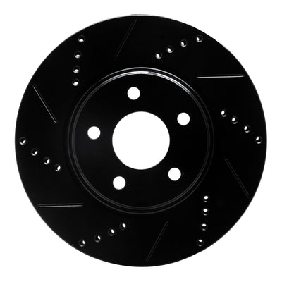 R1 04-12 Chevrolet Malibu Front Left Drilled & Slotted Black Brake Rotor