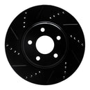 R1 04-12 Chevrolet Malibu Front Left Drilled & Slotted Black Brake Rotor