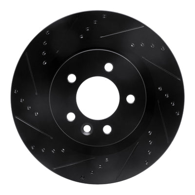 R1 05-09 Land Rover LR3 Front Left Drilled & Slotted Black Brake Rotor