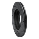 R1 87-99 Hyundai Scoupe Front Left Drilled & Slotted Black Brake Rotor