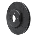 R1 09-17 BMW 550I GT Right Front Drilled & Slotted Black Brake Rotor