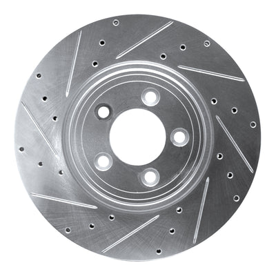 R1 06-10 Jaguar XF Front Left Drilled & Slotted Silver Brake Rotor