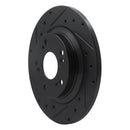 R1 00-09 Honda S2000 Rear Left Drilled & Slotted Black Brake Rotor