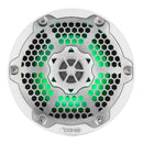 DS18 Hybrid Marine Speaker w/ Driver And RGB LEDs 6.5in 2-Way 250 Watts RMS 4 ohm White w/ Covers