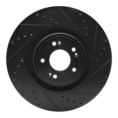 R1 18-20 Genesis G80 Front Right Drilled & Slotted Black Brake Rotor