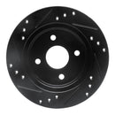 R1 91-98 Saturn SL Rear Right Drilled & Slotted Black Brake Rotor