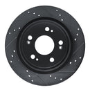 R1 14-20 Acura RLX Rear Right Drilled & Slotted Black Brake Rotor