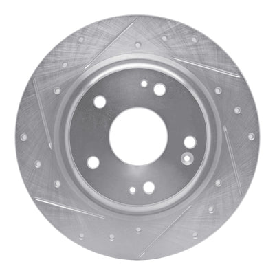 R1 17-20 Honda Civic Coupe Rear Left Drilled & Slotted Silver Brake Rotor