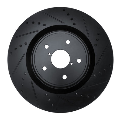 R1 18-25 Subaru WRX STI Front Right Drilled & Slotted Black Brake Rotor