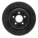 R1 06-23 Dodge Charger Rear Left Drilled & Slotted Black Brake Rotor