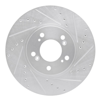 R1 99-04 Acura RL Front Right Drilled & Slotted Silver Brake Rotor