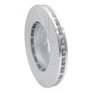 R1 03-18 Porsche Cayenne Left Front Drilled & Slotted Silver Brake Rotor