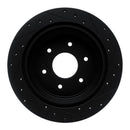 R1 17-24 Nissan Titan Rear Left Drilled & Slotted Black Brake Rotor