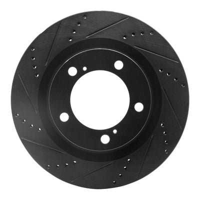 R1 07-22 Lexus LX570 Front Left Drilled & Slotted Black Brake Rotor