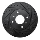 R1 93-06 Infiniti G20 Front Right Drilled & Slotted Black Brake Rotor