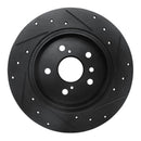 R1 99-03 Lexus RX300 Rear Left Drilled & Slotted Black Brake Rotor