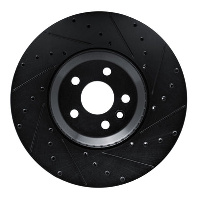 R1 20-25 Jaguar E-Pace Front Right Drilled & Slotted Black Brake Rotor