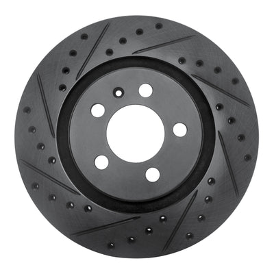 R1 92-95 Volkswagen Jetta Sedan Front Left Drilled & Slotted Black Brake Rotor