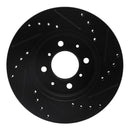 R1 90-17 Acura EL Front Left Drilled & Slotted Black Brake Rotor