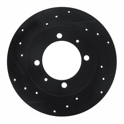 R1 88-93 Dodge 2000 GTX Rear Left Drilled & Slotted Black Brake Rotor