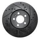 R1 96-98 Volkswagen Jetta Sedan Front Right Drilled & Slotted Black Brake Rotor