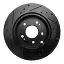R1 06-12 Mitsubishi Eclipse Rear Right Drilled & Slotted Black Brake Rotor