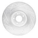 R1 12-17 Genesis G80 Front Right Drilled & Slotted Silver Brake Rotor