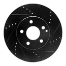 R1 03-09 Mercedes-Benz E350 Front Right Drilled & Slotted Black Brake Rotor
