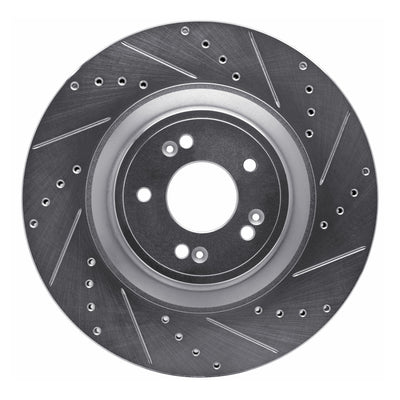 R1 18-20 Genesis G80 Front Right Drilled & Slotted Silver Brake Rotor