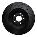 R1 05-11 Audi A6 Quattro Front Right Drilled & Slotted Black Brake Rotor