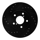 R1 90-01 Subaru Impreza Front Left Drilled & Slotted Black Brake Rotor