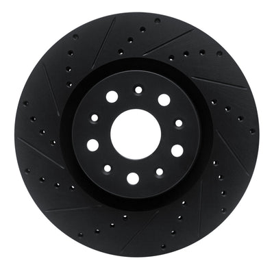 R1 14-25 Cadillac CTS Front Left Drilled & Slotted Black Brake Rotor