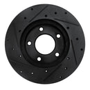R1 92-03 Mazda 626 Front Right Drilled & Slotted Black Brake Rotor