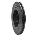 R1 11-18 BMW X4 Front Right Drilled & Slotted Black Brake Rotor