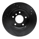 R1 99-06 BMW 323I Rear Left Drilled & Slotted Black Brake Rotor