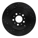 R1 03-14 Volvo XC90 Rear Right Drilled & Slotted Black Brake Rotor