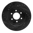 R1 97-02 Dodge Dakota 4WD Front Right Drilled & Slotted Black Brake Rotor