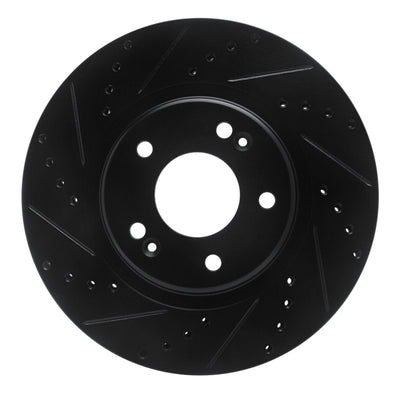 R1 15-25 Hyundai Kona EV Front Left Drilled & Slotted Black Brake Rotor