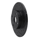 R1 87-89 Toyota MR2 Rear Right Drilled & Slotted Black Brake Rotor